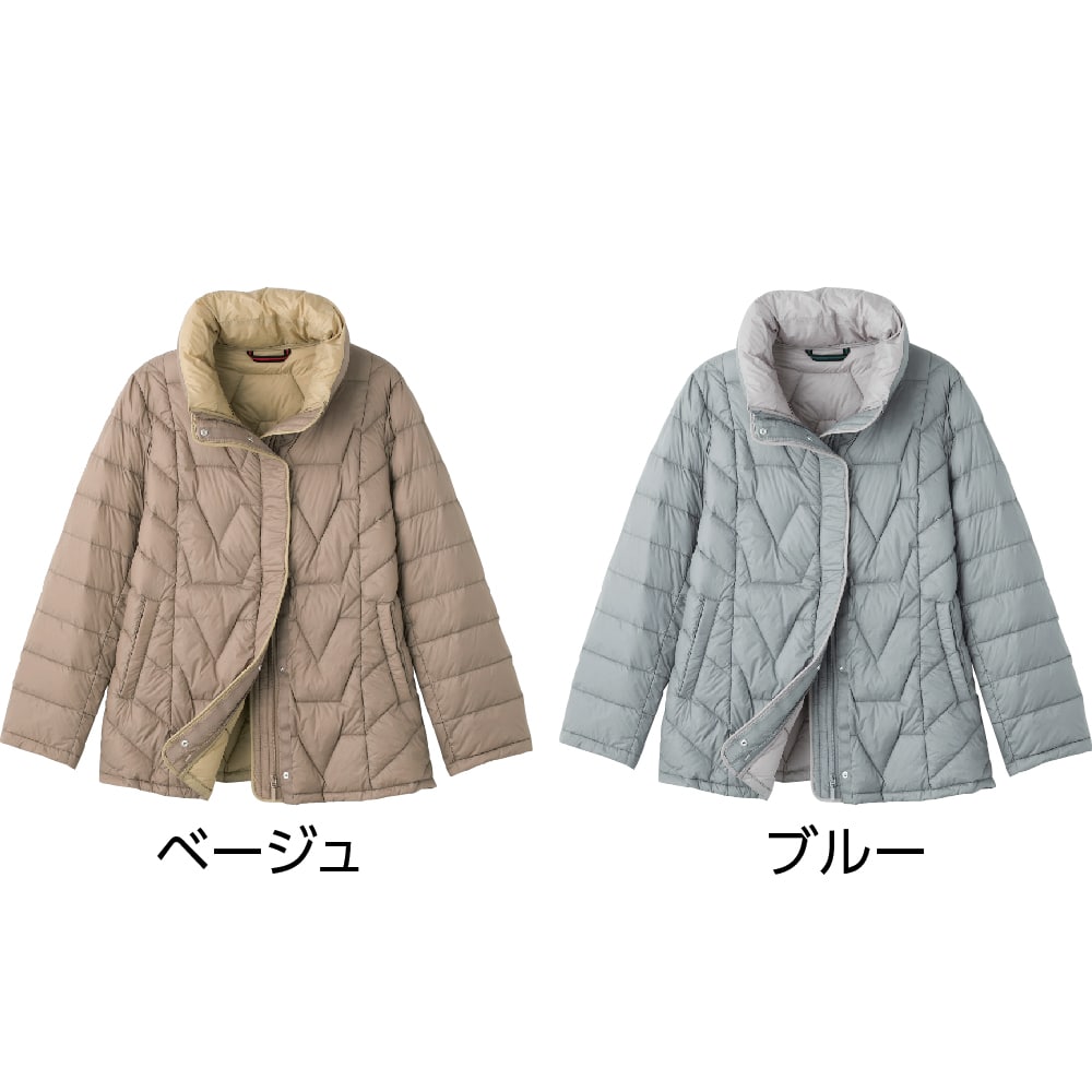 軽量配色ライトダウンジャケット(婦人)(M ベージュ): ユニバーサル