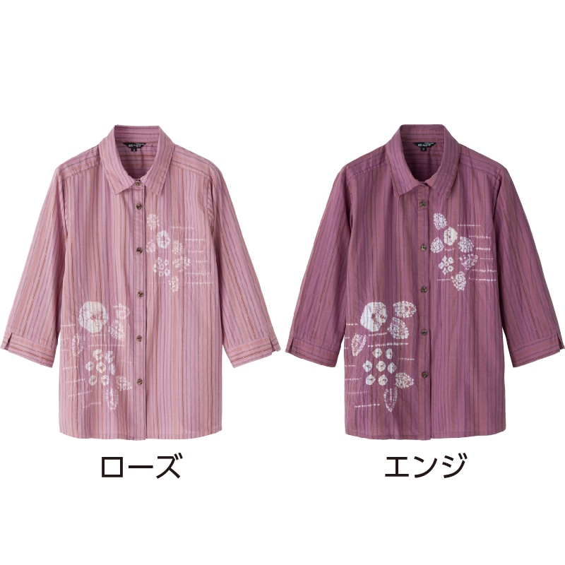 7分袖絞り柄ﾌﾞﾗｳｽ 婦人 ｍ ローズ ユニバーサルファッション ユニバーサルファッションと介護衣料の通販 ケアファッションオンライン 株式会社ケアファッション
