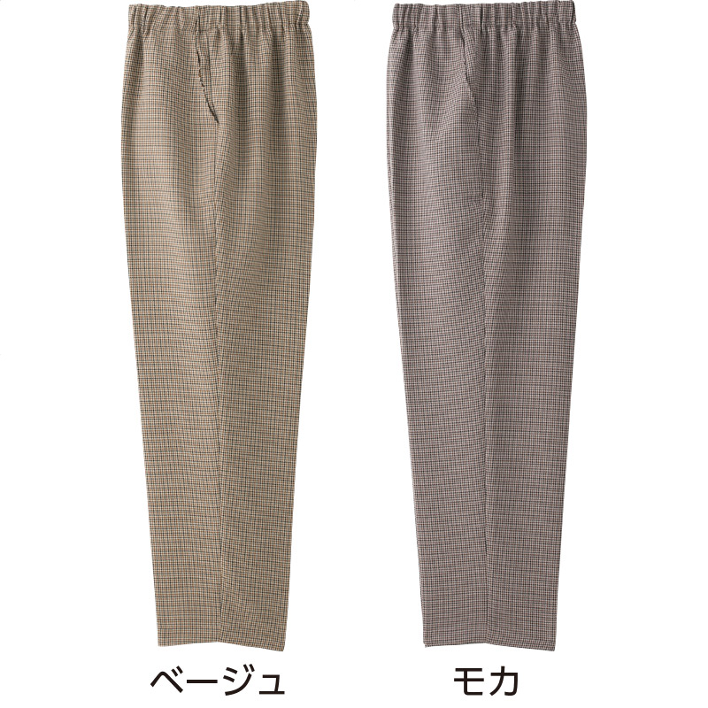 千鳥格子柄ﾌﾘｰﾊﾟﾝﾂ 婦人 ｍ 股下５５ ベージュ ユニバーサルファッション ユニバーサルファッションと介護衣料の通販 ケアファッションオンライン 株式会社ケアファッション