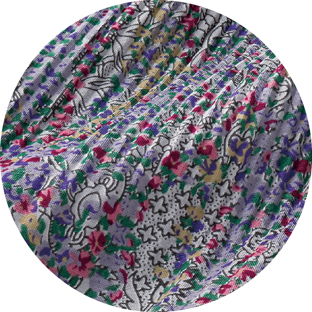 介護衣料 女性用 グレー 7分袖プリーツ使いチュニック パープル ピンク ｍ ｌ