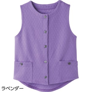 斜め釦ホールキルトベスト(婦人)(L ラベンダー): ユニバーサル  