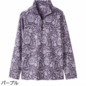 ペイズリー柄ハーフジップｔシャツ 婦人 ｍ ｌ パープル ユニバーサルファッション ユニバーサルファッションと介護衣料の通販 ケア ファッションオンライン 株式会社ケアファッション