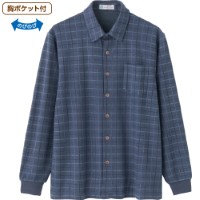 起毛ジャカード斜め釦ホールニットシャツ(紳士)