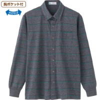 綿混斜め釦ホールニットシャツ　(紳士)